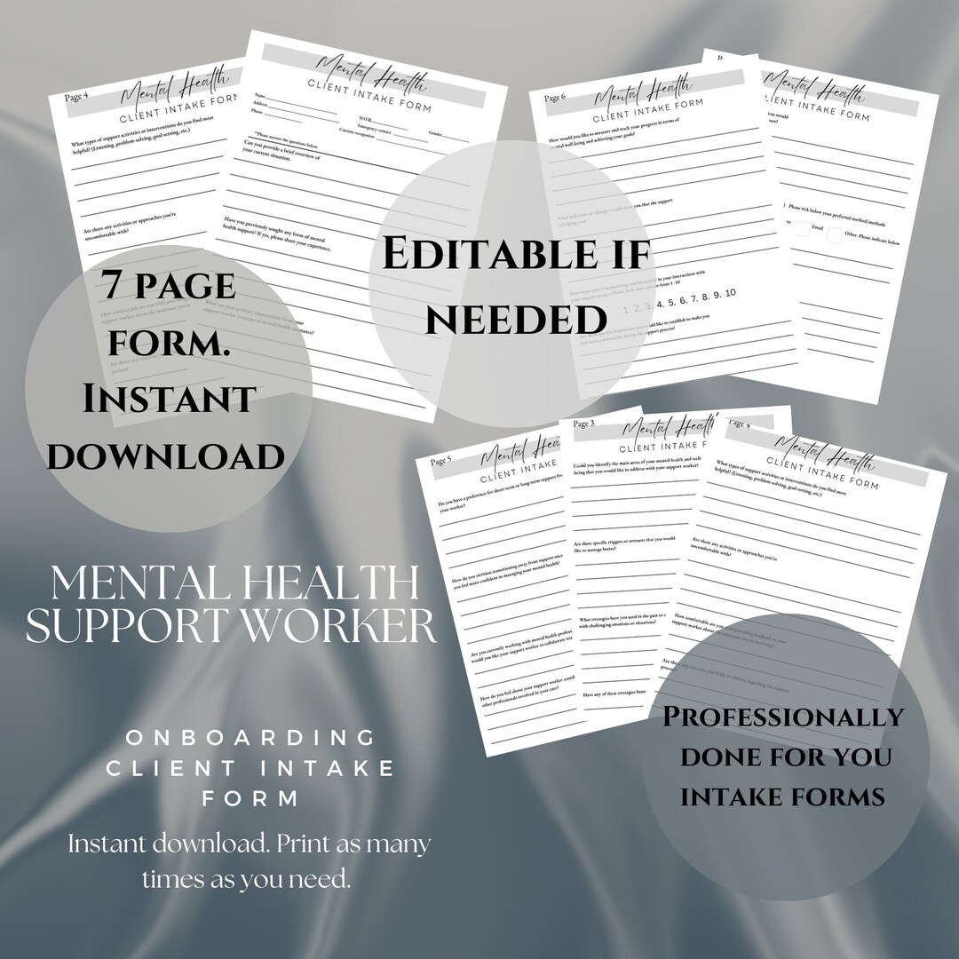 Mental Health Forms Editable Mental Health Templates Etsy