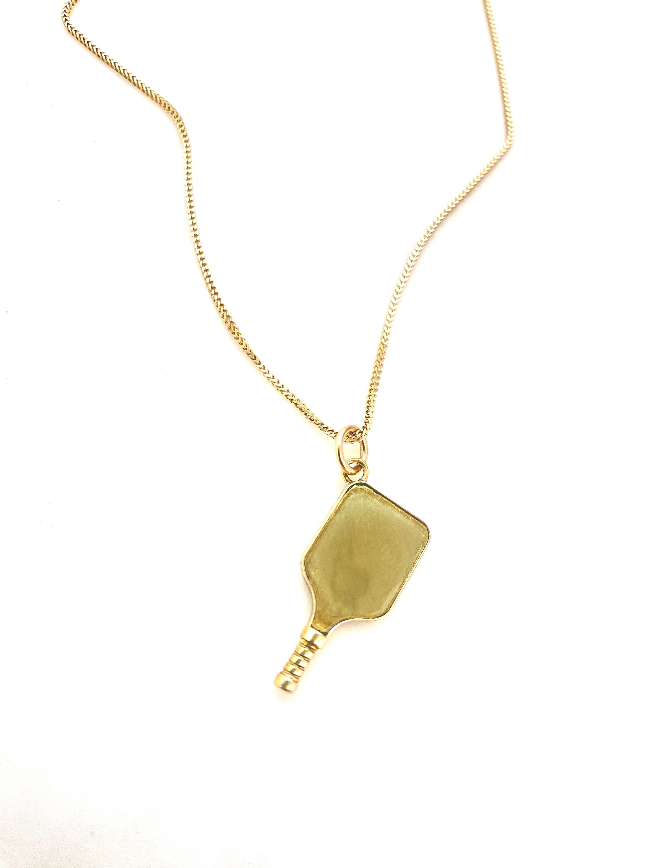 14K Gold Pickleball Paddle Charm Necklace Etsy