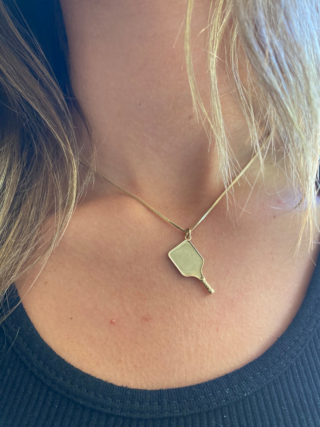 14K Gold Pickleball Paddle Charm Necklace Etsy