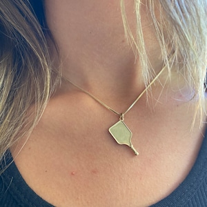 14K Gold Pickleball Paddle Charm Necklace