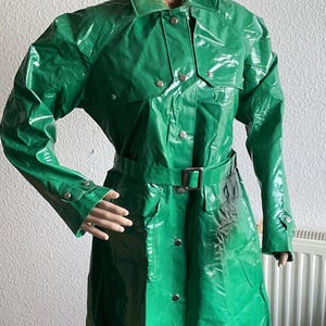 Green Vintage Vinyl / Pvc. Norwegian Hebo Raincoat