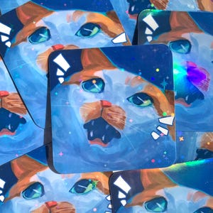 Meme Cat Holographic Sticker
