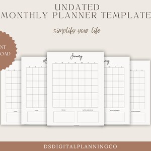 Undated yearly Calendar, Monthly Planner, Beginner Planner, Digital Planner, Goodnotes planner, PDF templates, iPad Planner