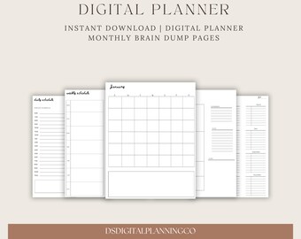 Minimalist Digital Planner | Undated Monthly, Weekly, Daily Layouts (For Goodnotes)