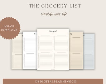 The Grocery List- Digital Planner Templates, Food Shopping List, Goodnotes planner, iPad planner, DSDigitalPlanningCO
