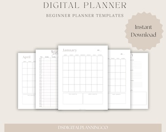Undatierter digitaler Planer, minimalistische Goodnotes-Vorlage (Sofortdownload)