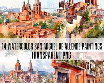 Watercolor San Miguel de Allende Art: Mexico City Prints (Commercial Use) (Digital Download)