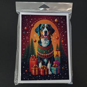 Biglietti d'auguri natalizi per le vacanze con il cane Appenzeller Sennenhund, confezione da 8