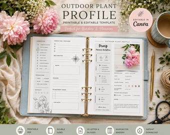 Editable and Printable Outdoor Plant Profile | Canva Template | Garden Planner | Plant Care Sheet | Garden Journal PDF | Beginner Friendly