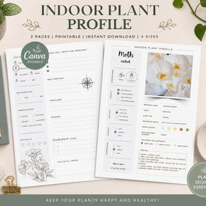 Afdrukbaar en bewerkbaar kamerplantprofiel: Canva-tuinplanner (digitale download, pdf)