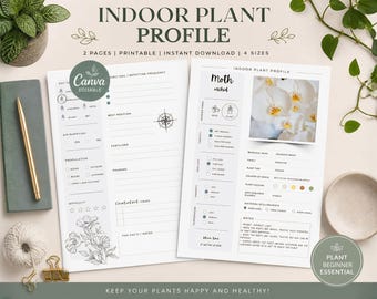 Beginner-Friendly Editable Indoor Plant Profile-Canva Customisable, Houseplant Care Sheet, Garden Planner (Digital Download, PDF)