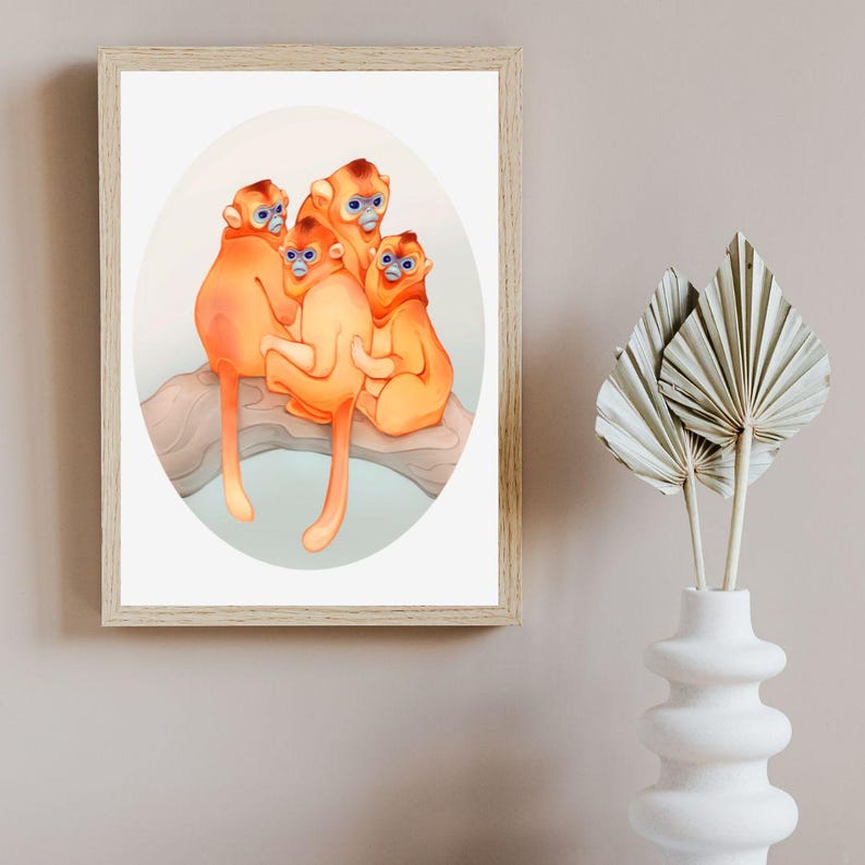 Golden Snub Nosed Monkey Printable Wall Art, Fantasy Monkey ...