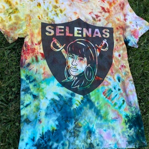 SELENA SIZE MEDIUM  • Green Teal Gold Blue Tan Tie Dye Tee