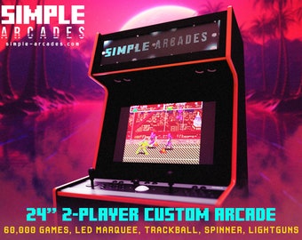 Two Player Slim Arcade / 60,000 Classic Games / 24.5" HD Monitor / With Trackball, Spinner, Dual Light Guns, Controllers