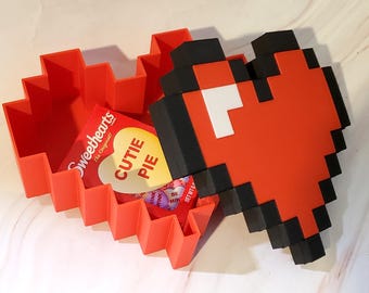 Pixelated Heart Box 3D Printed Valentines Anniversary Gamer Gift