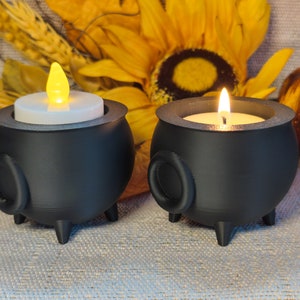 Cauldron Tea light Holder - Halloween Decor, Spooky Home Accent