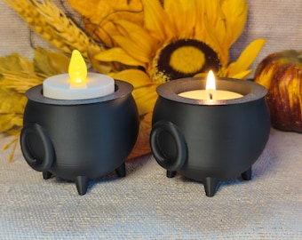 Cauldron Tea light Holder - Halloween Decor, Spooky Home Accent