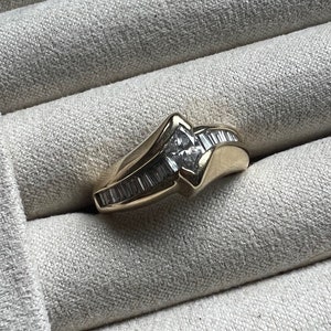 Vintage 14k Gold Marquise Diamond Ring, Size 7, 0.70 TCW Natural Diamonds, Solid Gold Ring, Marquise Engagement Ring, Valentines Day Gift