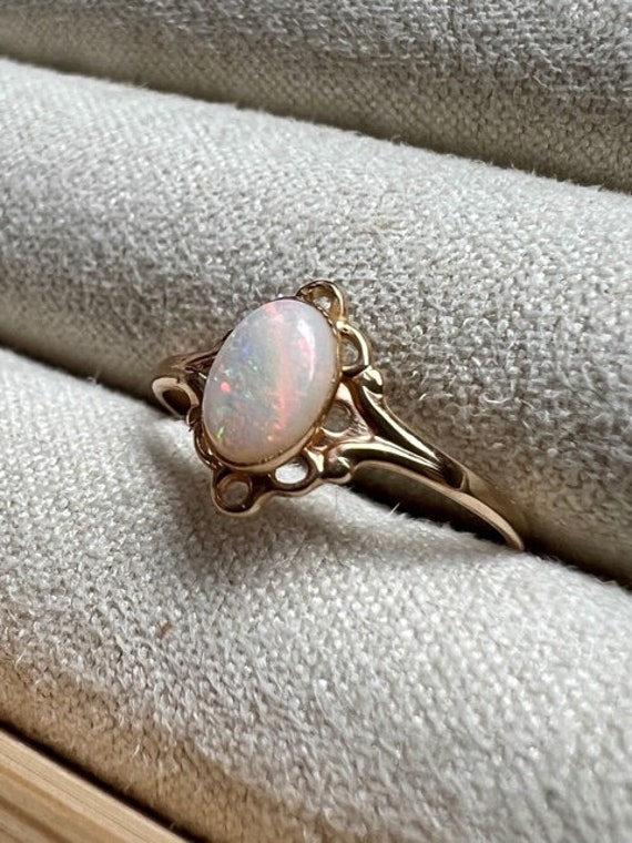 Vintage 10k Gold Opal Ring, Dainty Size 4, 10k Gol