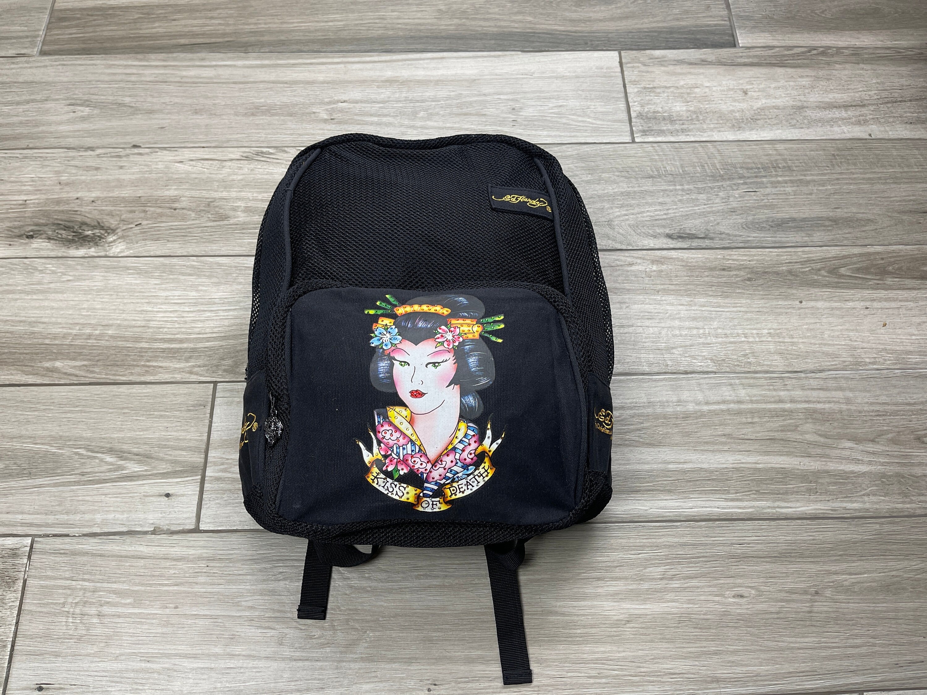 Ed Hardy Christian Audigier Vintage 2000\'s Y2K Black Backpack Kiss of Death Ed Hardy Christian Audigier Vintage 2000 main image 2