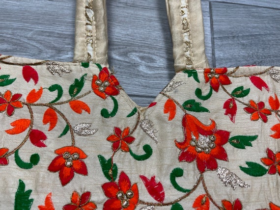 Vintage 70s Floral Embroidered Shoulder Bag, Hand… - image 4