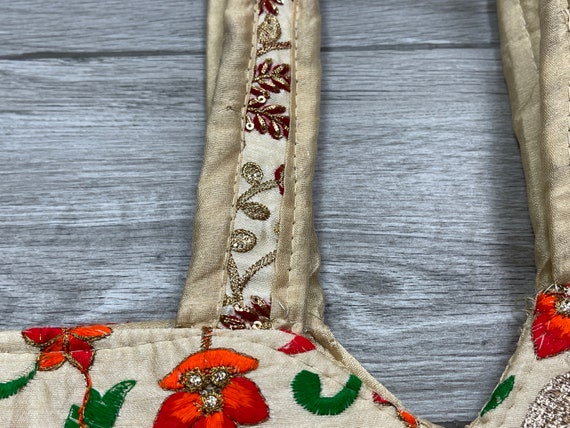 Vintage 70s Floral Embroidered Shoulder Bag, Hand… - image 9