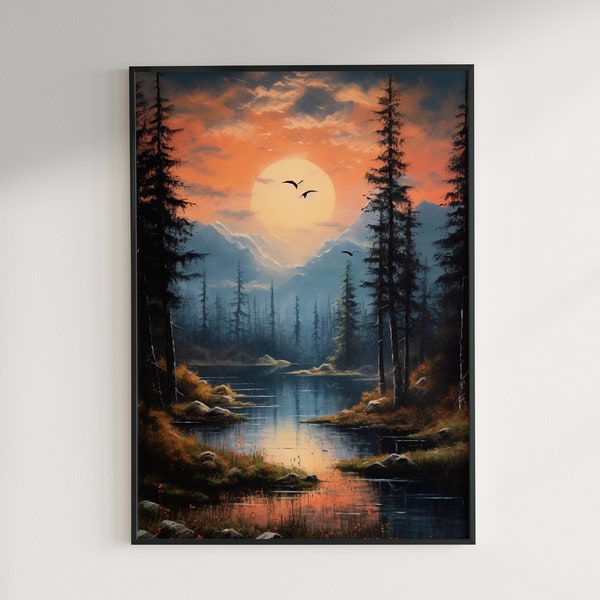 Tranquil Timberland: Digital Art Print of Serene Forest, Ideal for Nature Lovers & Peace Seekers, Printable Wall Decor
