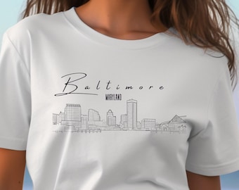 Baltimore Skyline Tshirt, Hand-drawn Gifts, Perfect Gift for