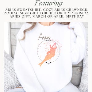Aries Sweatshirt, Cozy Aries Crewneck, Zodiac Sign Gift for her or him *unisex*, Aries Gift, March or April Birthday