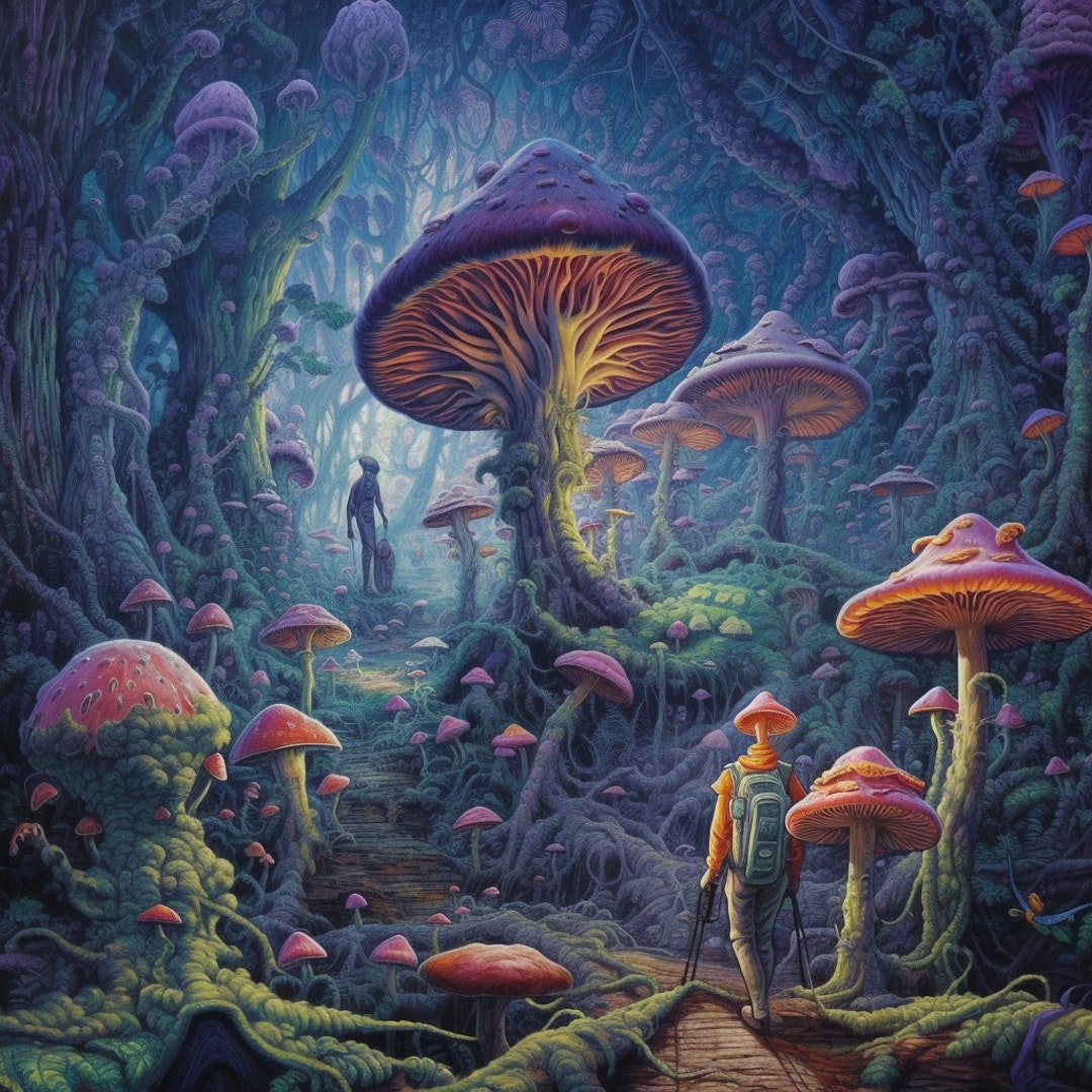 A Psychedelic Hike in Mushroom Forest - Etsy