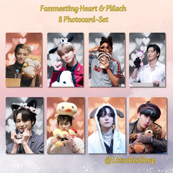 ATEEZ OT8 Fanmade Photocards Heart & Plüsch Set