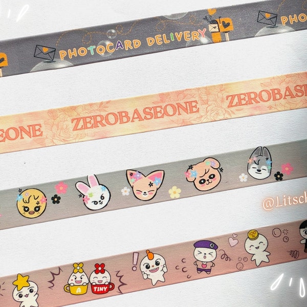 Cute Kpop Washi Tape - Ateez - Teezmon, Stray Kids - Skzoo, Zerobaseone, Photocard Delivery