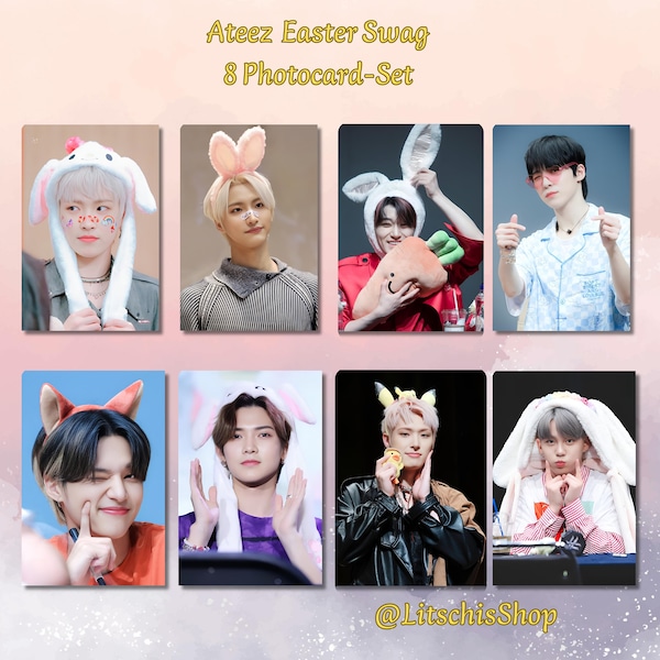 Ateez OT8 Fanmade Fotokarten "Easter Swag" Set