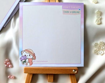 Cute Notepad "Take a Break" / Sweet Stationery / Notesheets / Memopad 9,8x9,8cm
