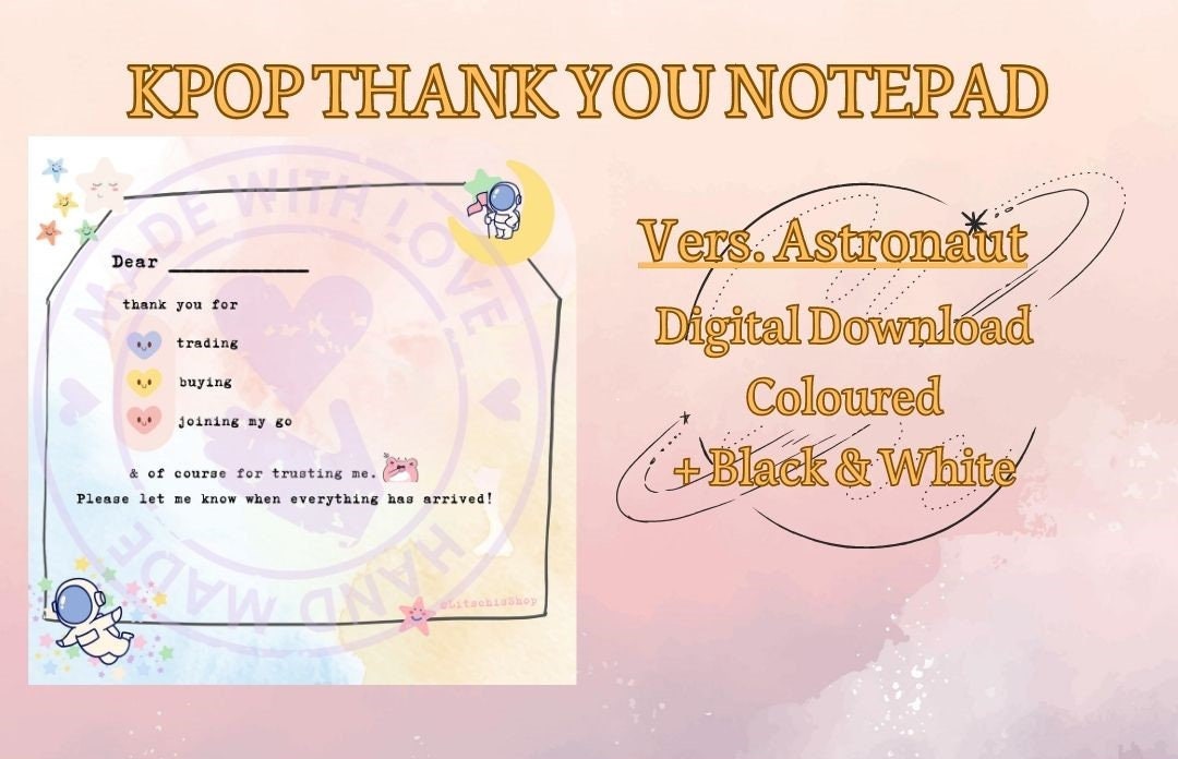 KPOP Thank You Card - Trading / Buying / Joining GO Notepad