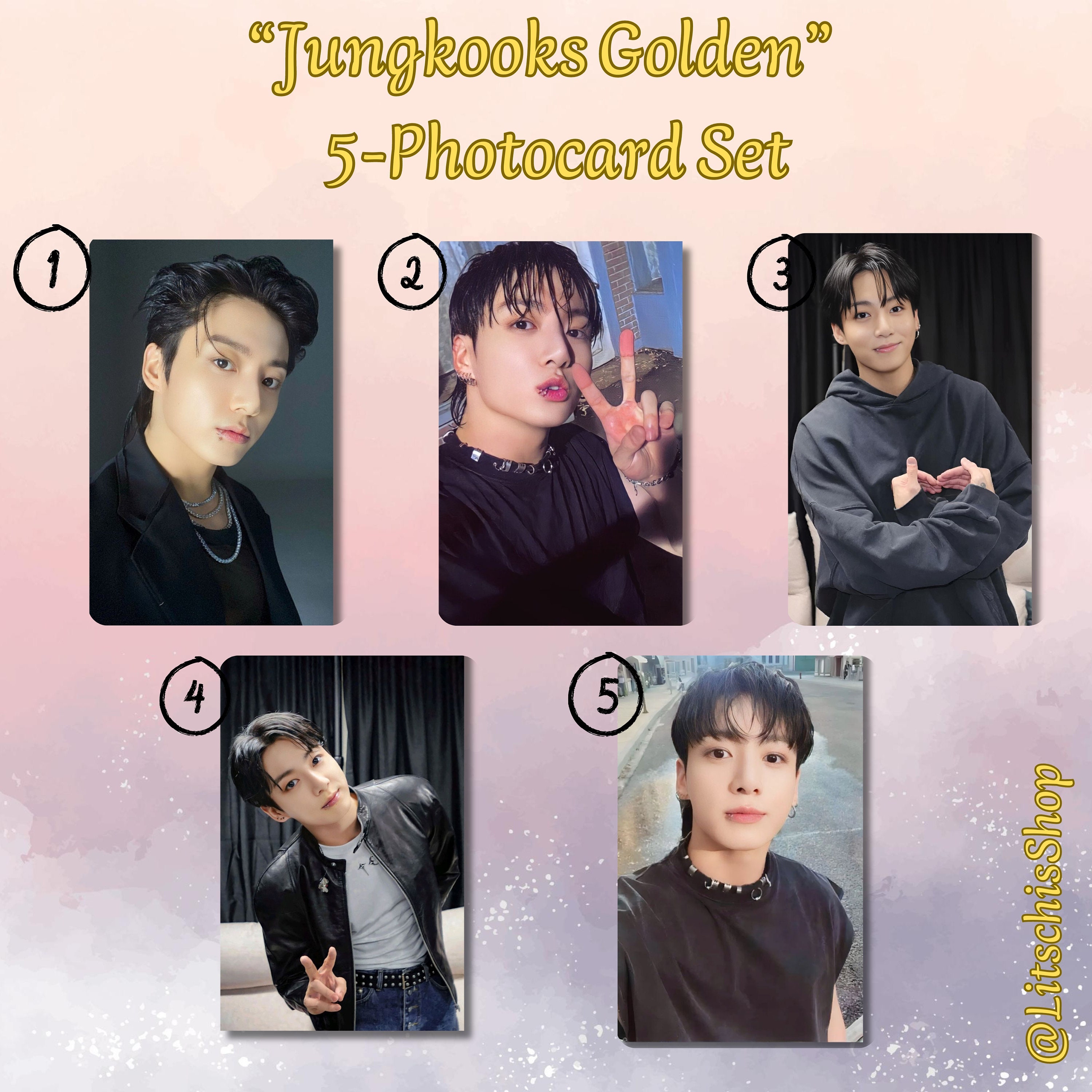 BTS Jeon Jungkook Fanmade 5-photocard-set Kpop 