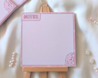 Cute Notepad "Pink Bear Notes" / Note Sheets / Memopad 9,8x9,8cm / Kpop & Notes