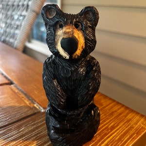 Hand Carved Wooden Black Bear | Shelf Decor Cabin Decor Woodland Nursery Decor Rustic Outdoor Decor Babyshower Gift For Her Mother’s Day