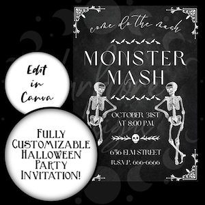 Monster Mash Invitation Template | Halloween Party Canva Template