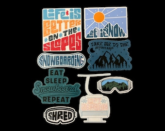 Handmade Snowboarding Sticker Set (8)