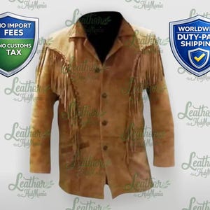 Handgefertigte Wildleder Cowboy Jacke mit Fransen, Western Rodeo Stil