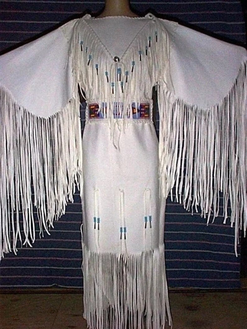 1800's Old Native American Beige Buckskin Leather Powwow Regalia SIOUX  Beaded War Shirt NA230