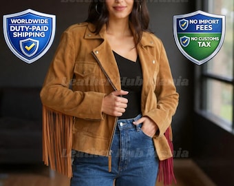 Wildleder Fransenjacke | Vintage Cowgirl-Westernmantel | Vintage Boho Reitoutfit