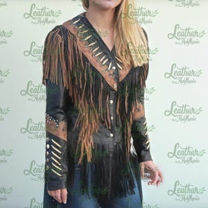 Western Traditional Leather Fringe Vintage Jacket for Women, Western Wear Bones Fringes Tassel Cowgirl Suede Coat, Handmade Style Jacket