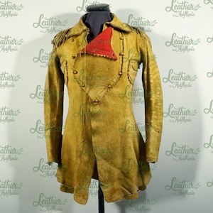 Men&#39;s Western Cowboy Buckskin Leather Shirt Jacket with Fringe, Rodeo Style Suede Jacket, Vintage Cowboy Shirt Coat for Men – Handmade Look