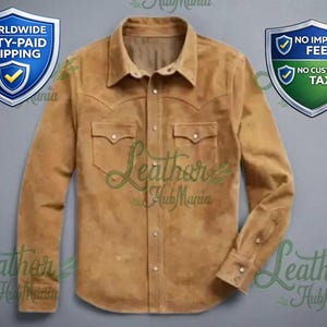 Men's Suede Western Trucker Jacket, Ranch Wear Shacket