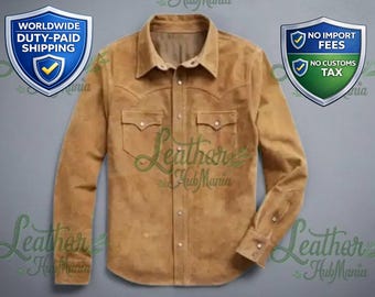 Herren Wildleder Western Trucker Jacke, Ranch Wear Shacket