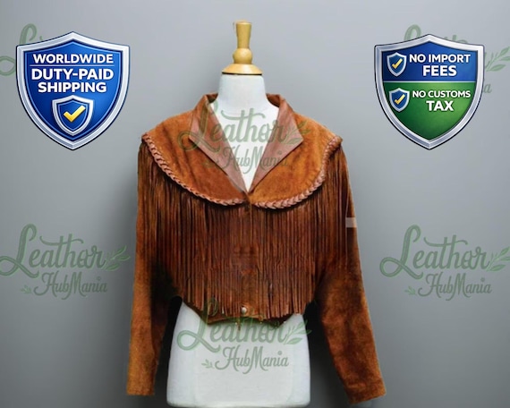 Women's Suede Leather Cowgirl Jacket | Western Fringed Boho Coat