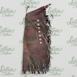 Men&#39;s 100% Suede Leather Western Cowboy Riding Chaps with Fringes , Vintage Style Suede Pants for Men, Native Style Suede Leather Pants