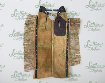 Calças de couro camurça feitas à mão para homens | Roupa de estilo country para rodeio e festivais
